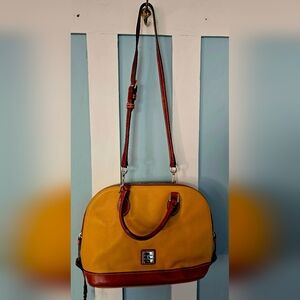 Dooney & Bourke Yellow Crossbody/Shoulder Bag with Brown Trim